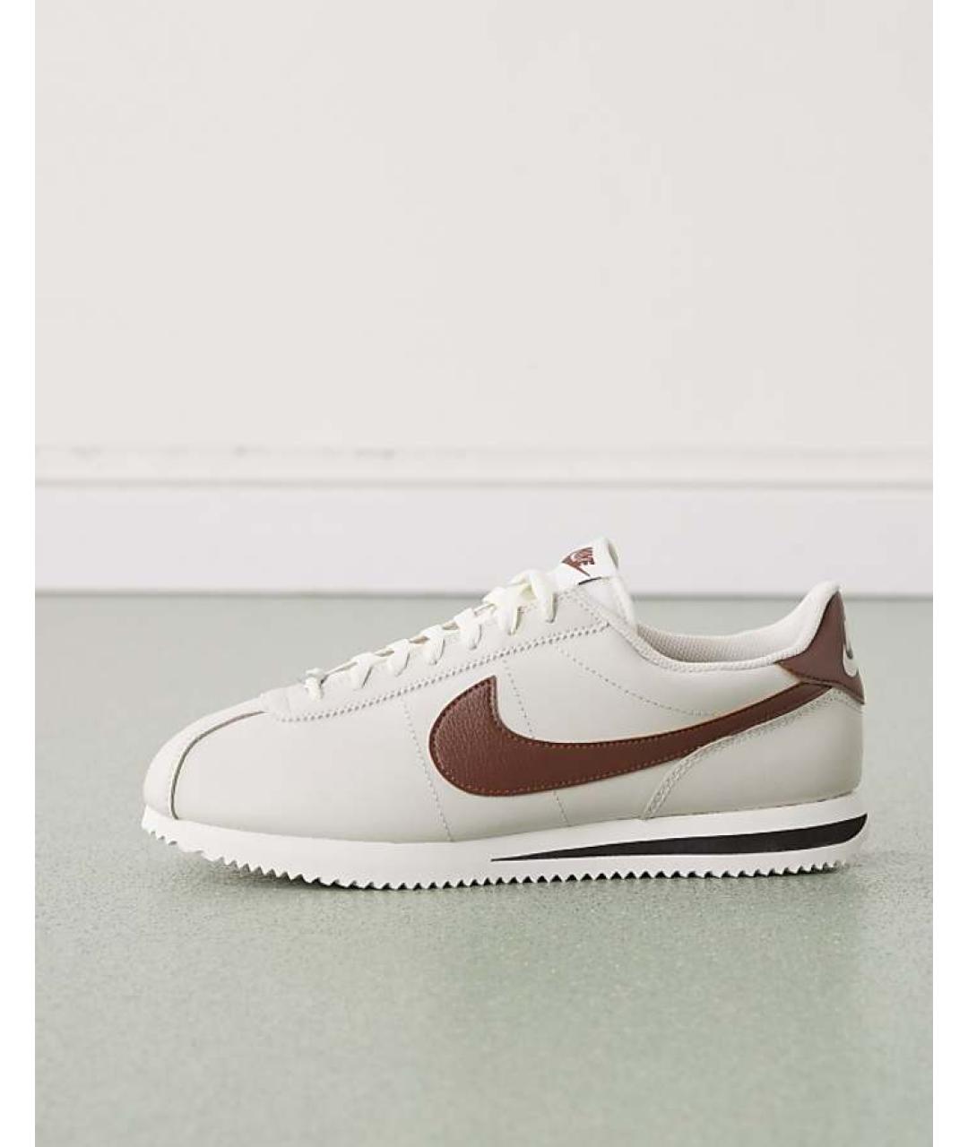 NIKE Бежевые кожаные низкие кроссовки / кеды, фото 9