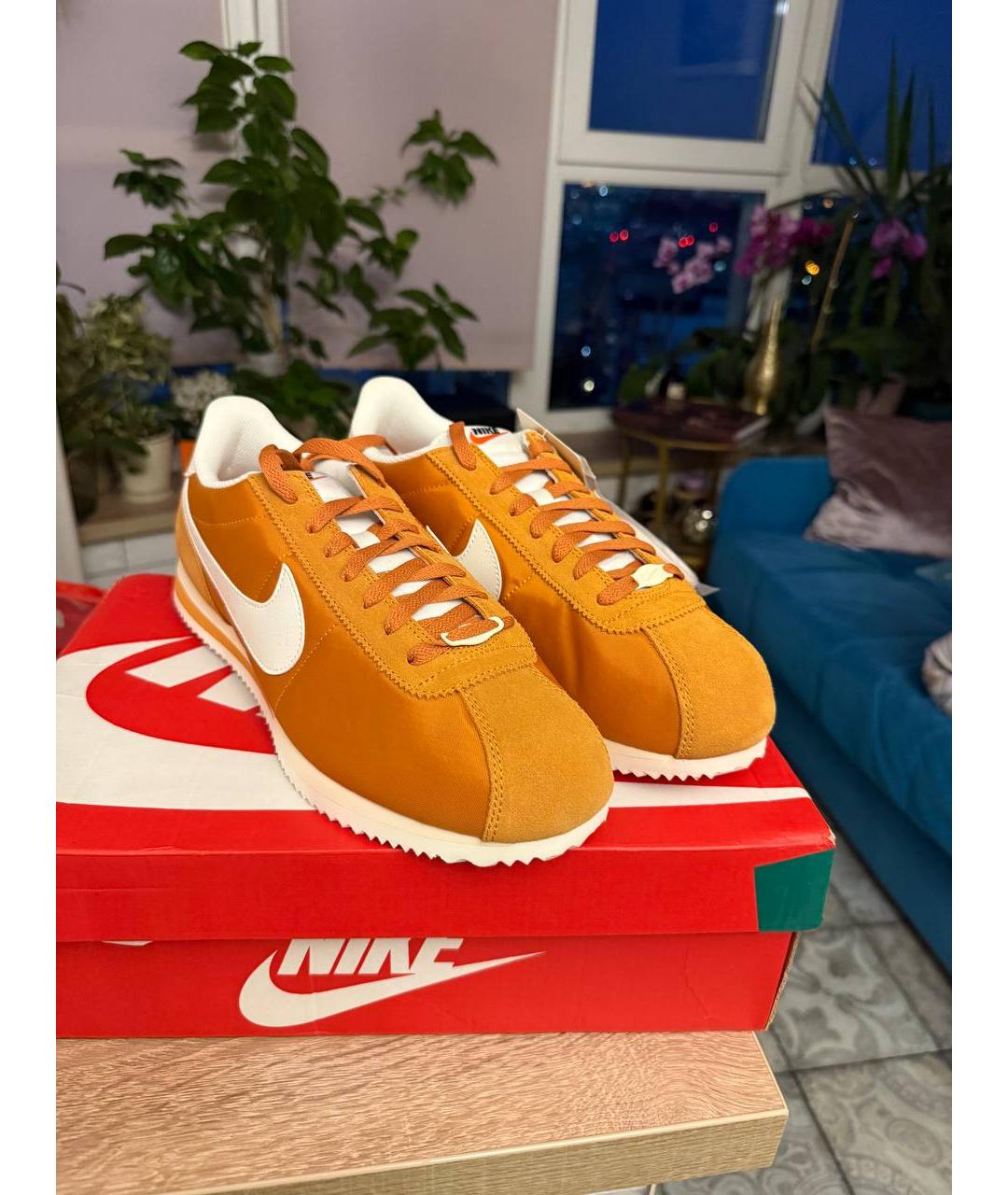 NIKE Оранжевое текстильные низкие кроссовки / кеды, фото 4