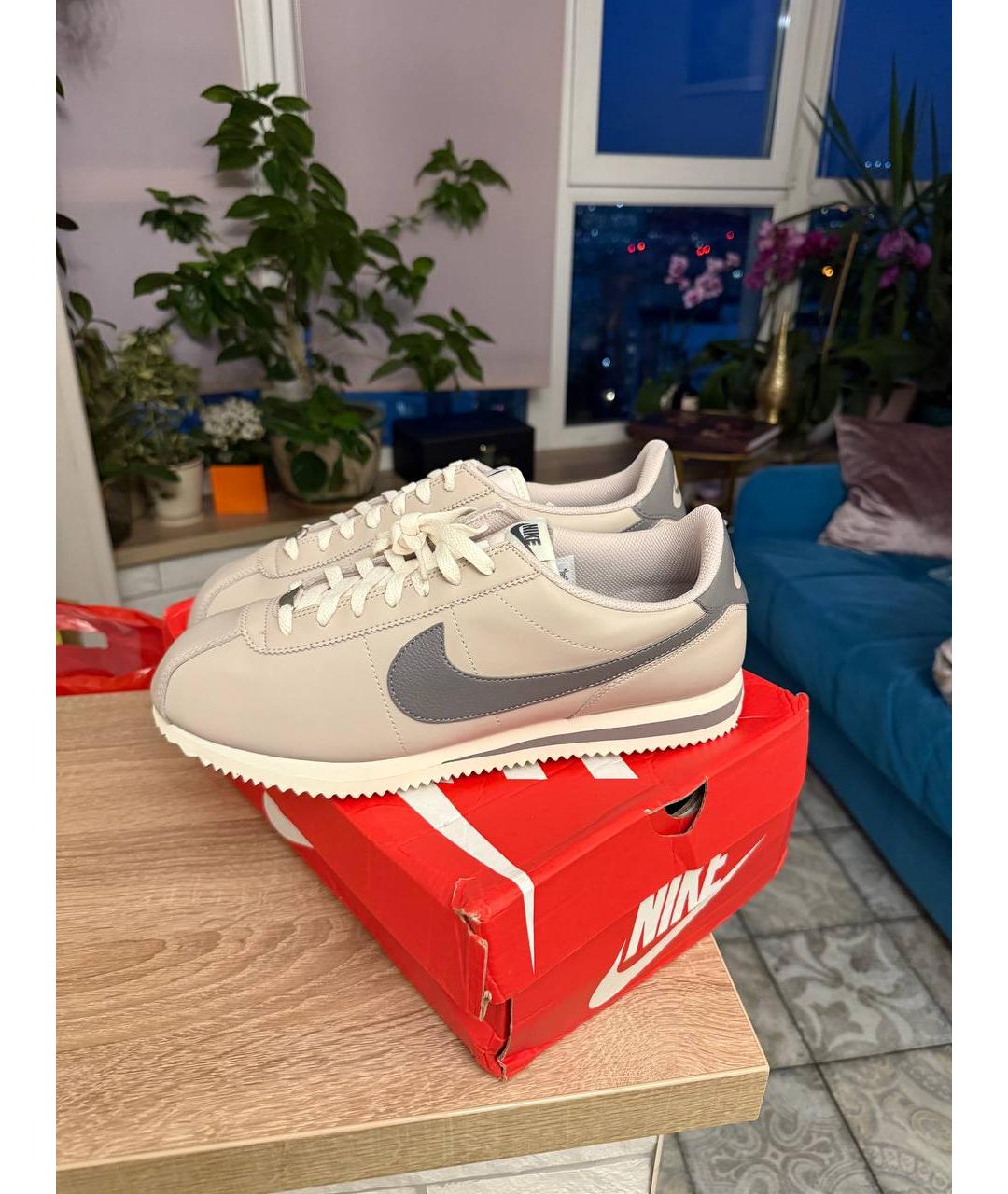 NIKE Серые кожаные низкие кроссовки / кеды, фото 2