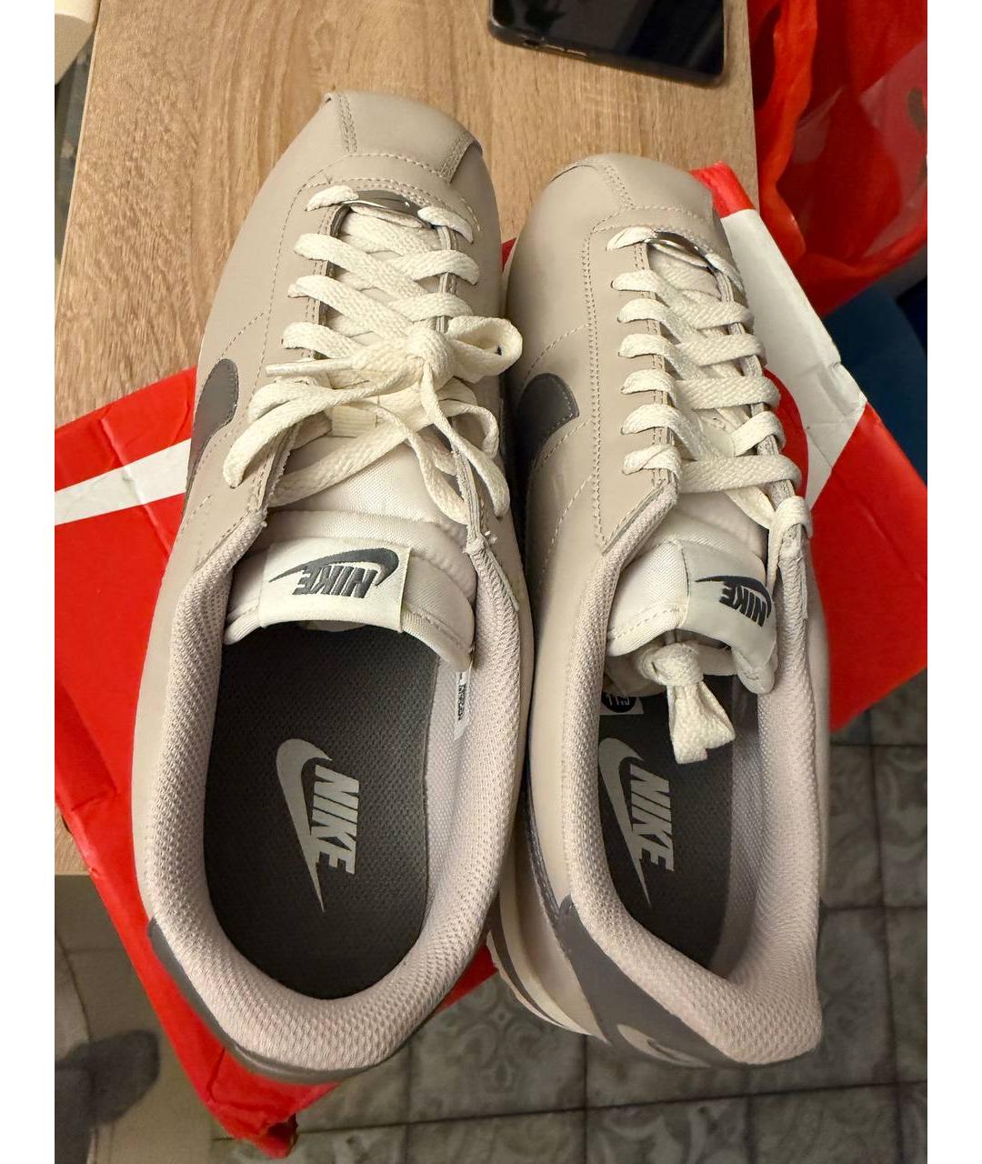 NIKE Серые кожаные низкие кроссовки / кеды, фото 4