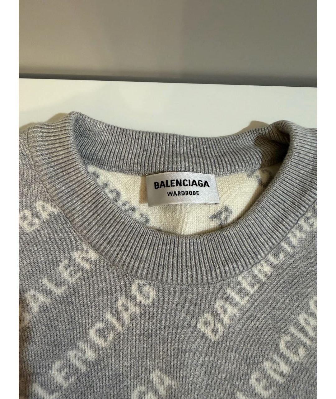 BALENCIAGA Серый хлопковый джемпер / свитер, фото 3