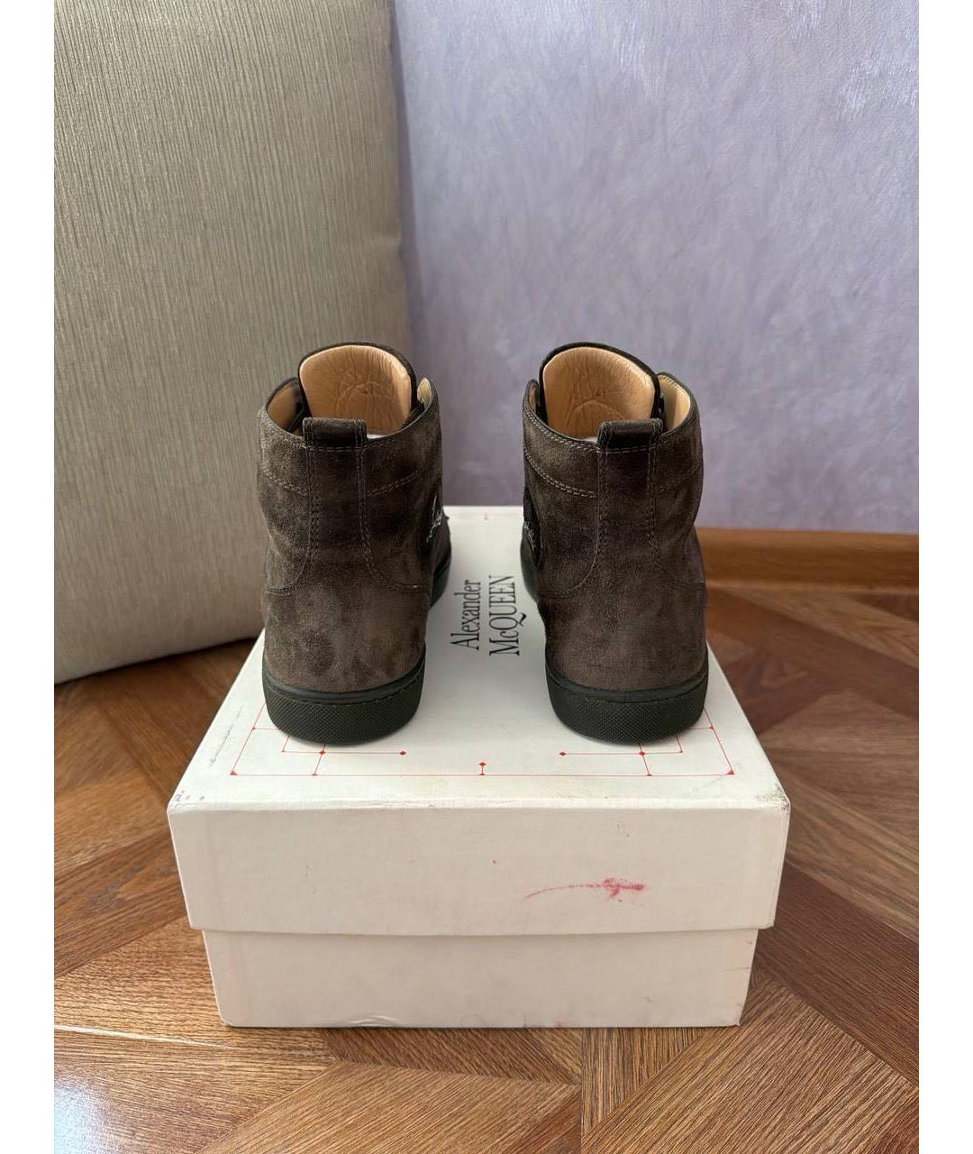 CHRISTIAN LOUBOUTIN Коричневые замшевые высокие кроссовки / кеды, фото 4