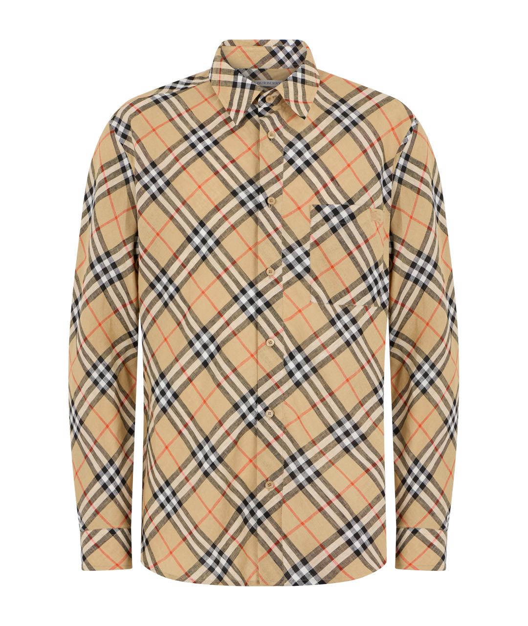 BURBERRY Бежевая льняная кэжуал рубашка, фото 1