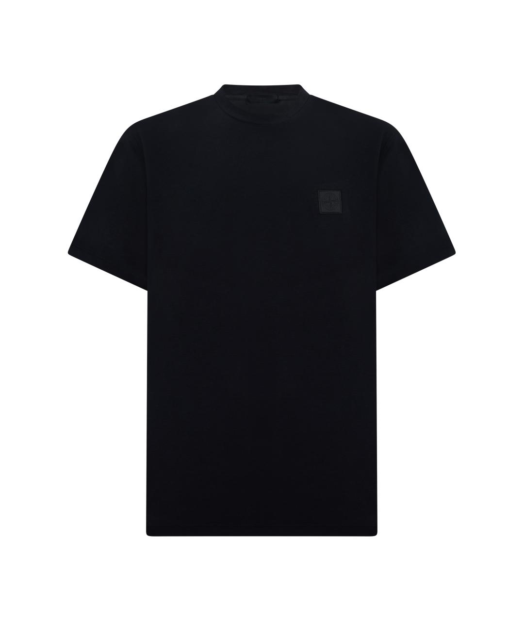 STONE ISLAND Черная хлопковая футболка, фото 1