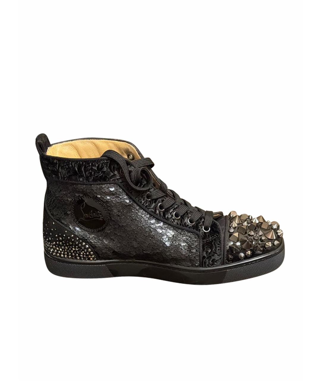 CHRISTIAN LOUBOUTIN Черные замшевые высокие кроссовки / кеды, фото 1