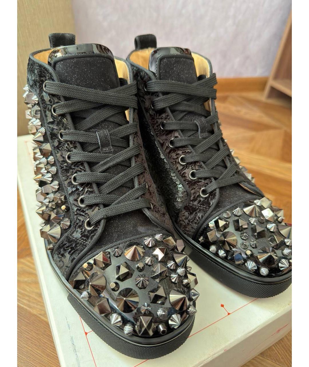 CHRISTIAN LOUBOUTIN Черные замшевые высокие кроссовки / кеды, фото 5