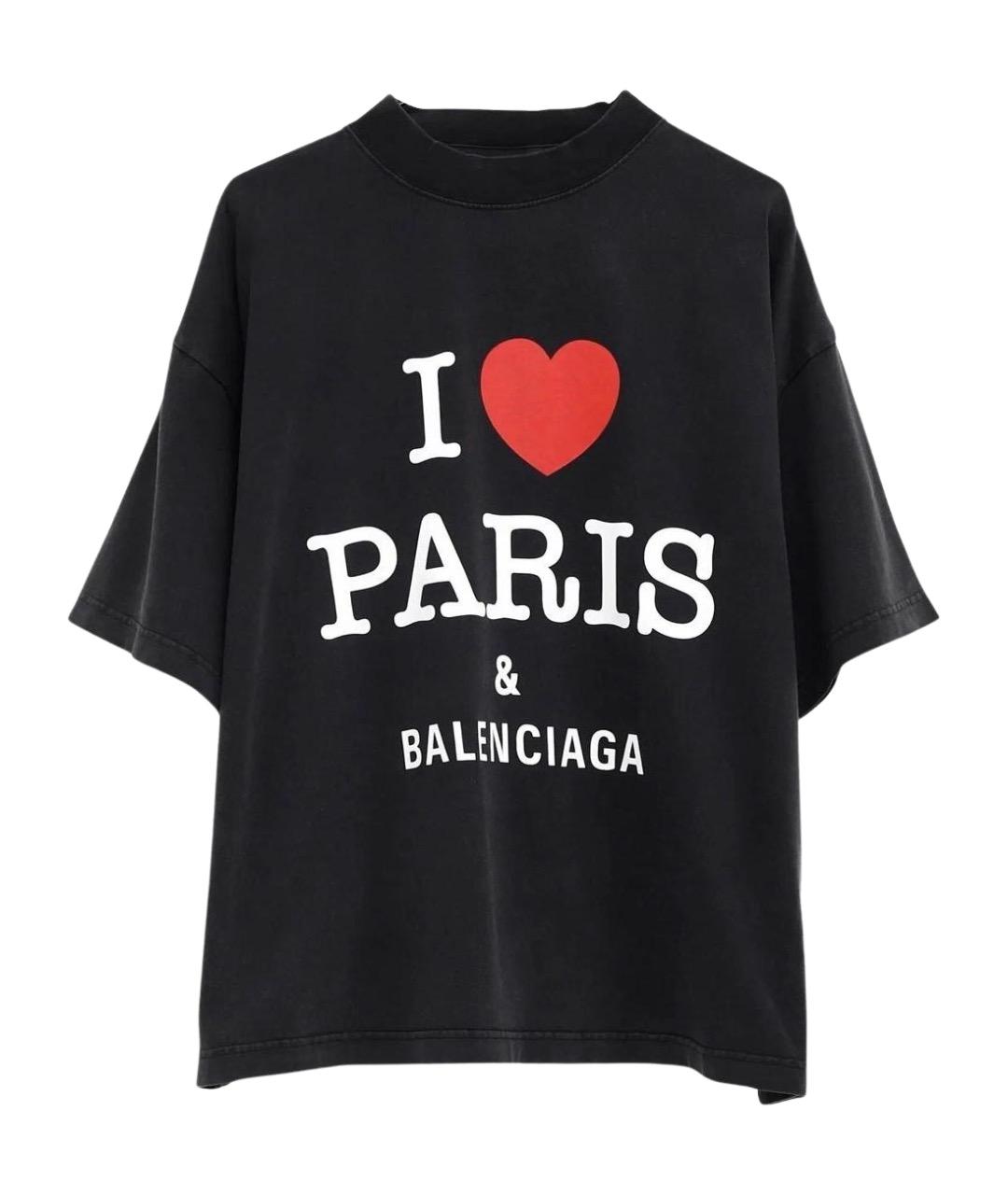 BALENCIAGA Черная хлопковая футболка, фото 1