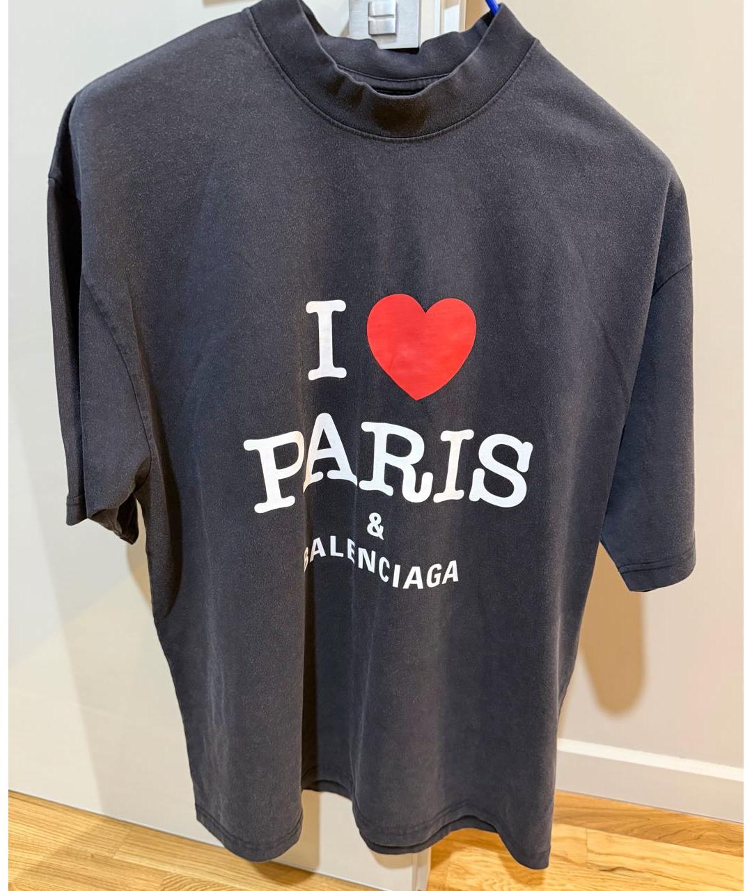 BALENCIAGA Черная хлопковая футболка, фото 3