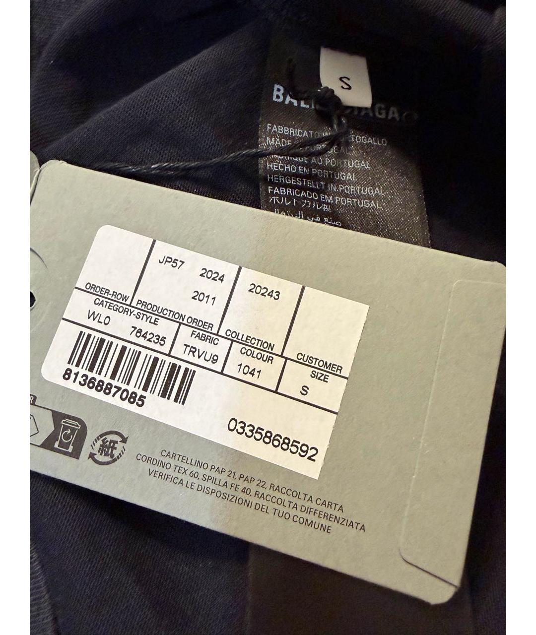 BALENCIAGA Черная хлопковая футболка, фото 2