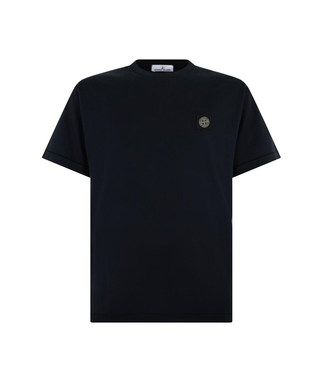 STONE ISLAND Черная хлопковая футболка, фото 1