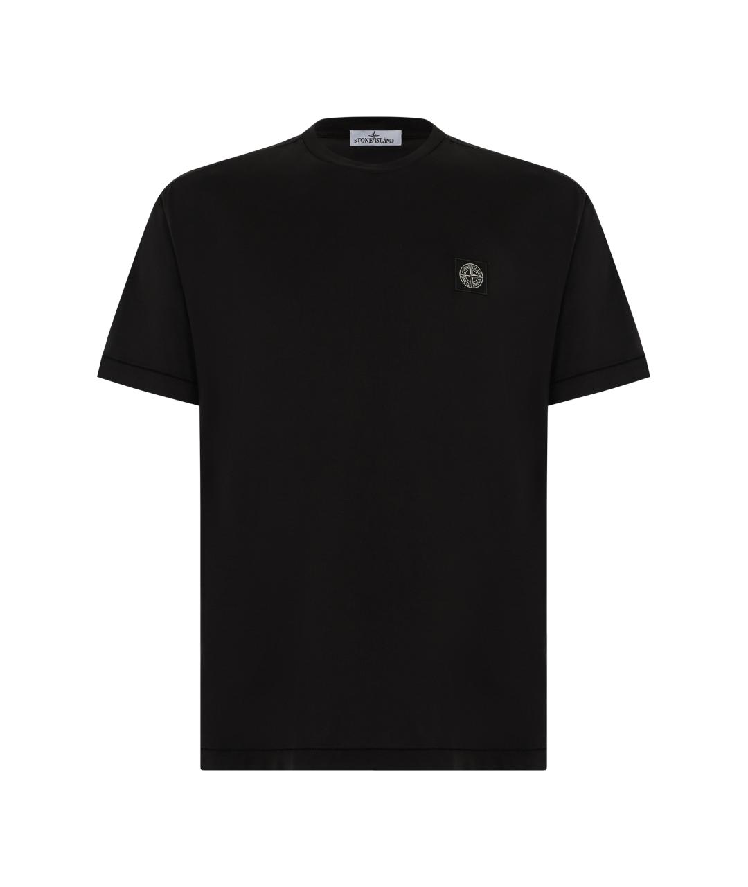 STONE ISLAND Черная хлопковая футболка, фото 1