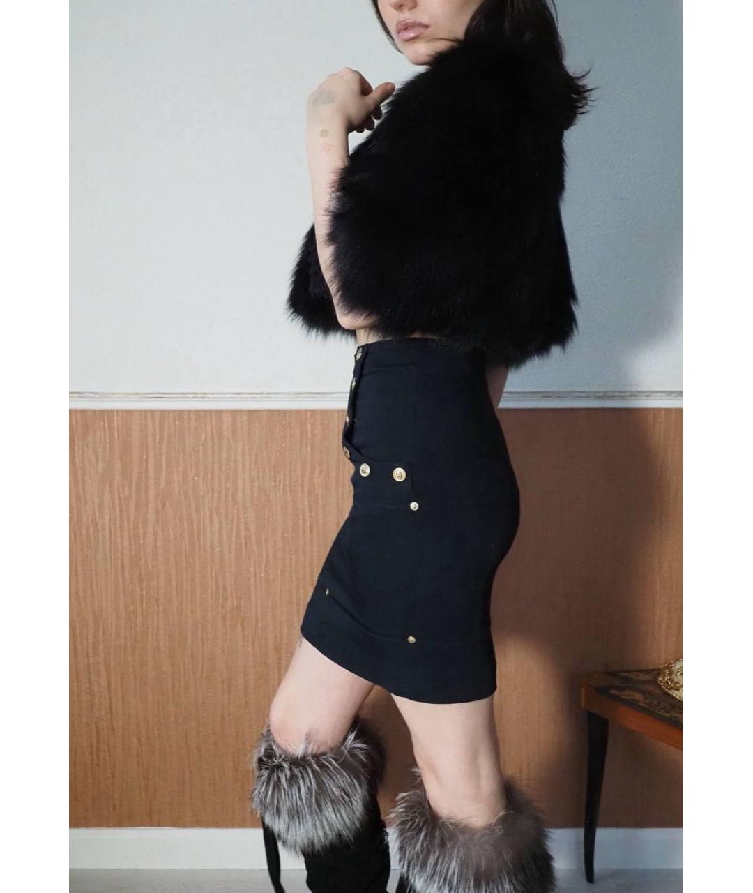 VERSUS VERSACE Черная шерстяная юбка миди, фото 8