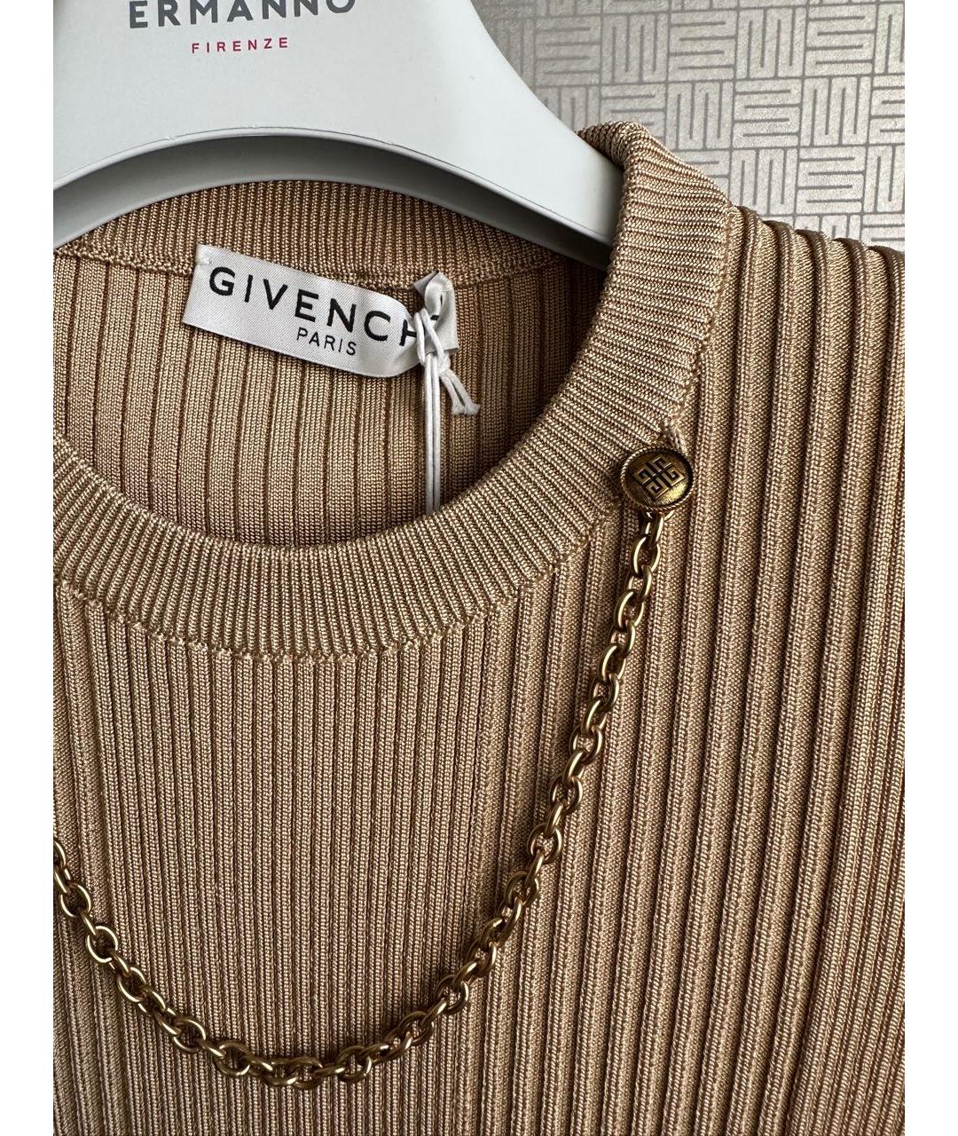 GIVENCHY Бежевая полиэстеровая футболка, фото 3
