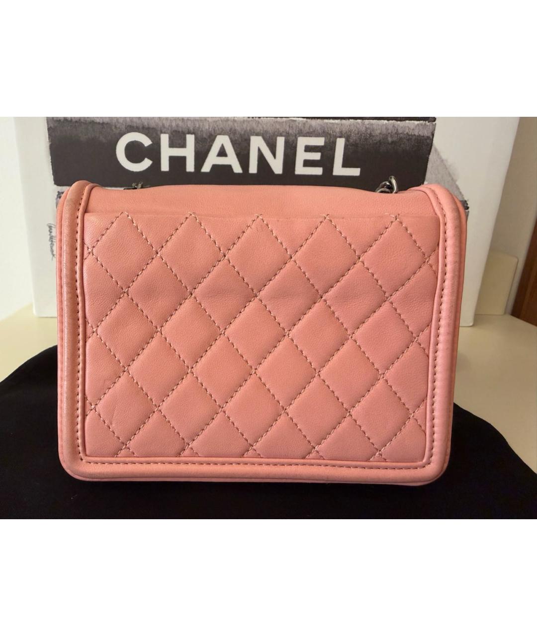 CHANEL Розовая кожаная сумка через плечо, фото 3