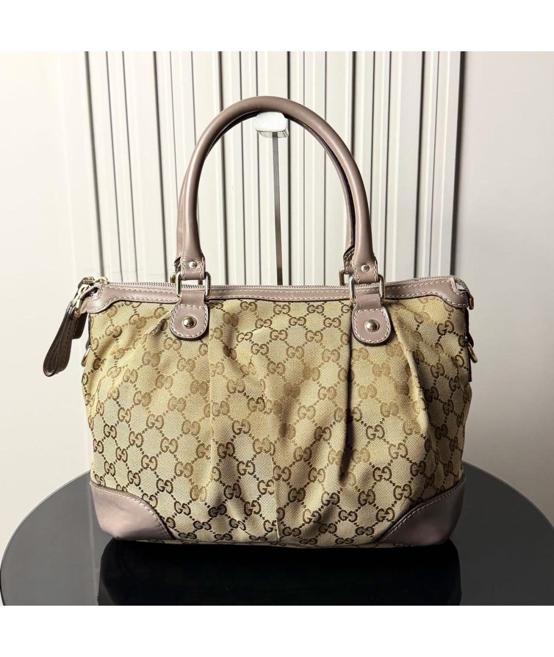 GUCCI Бежевая тканевая сумка тоут, фото 3