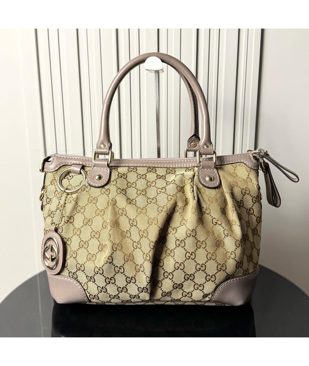 GUCCI Бежевая тканевая сумка тоут, фото 9