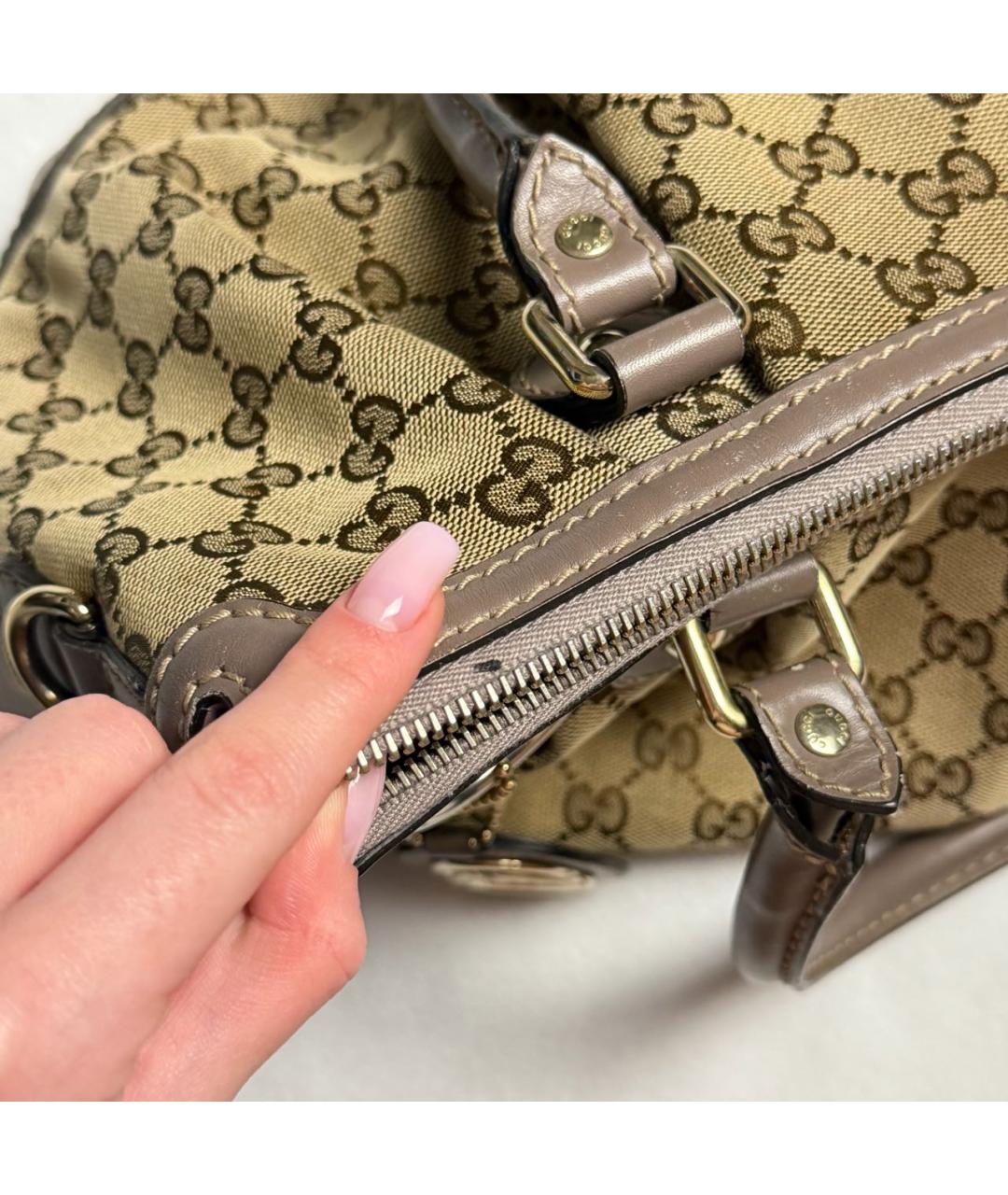 GUCCI Бежевая тканевая сумка тоут, фото 6
