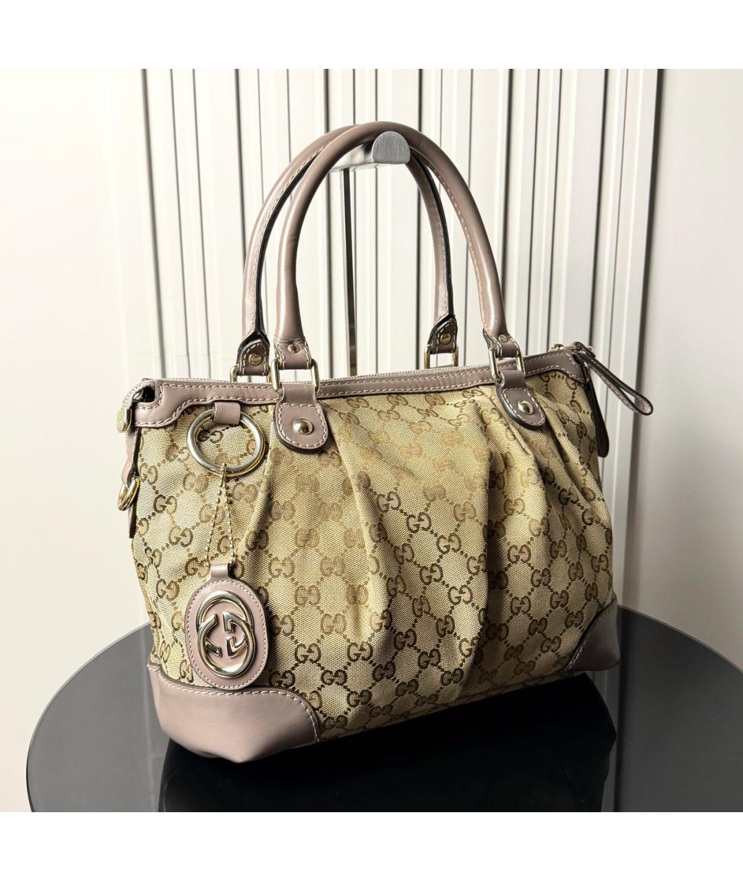 GUCCI Бежевая тканевая сумка тоут, фото 2