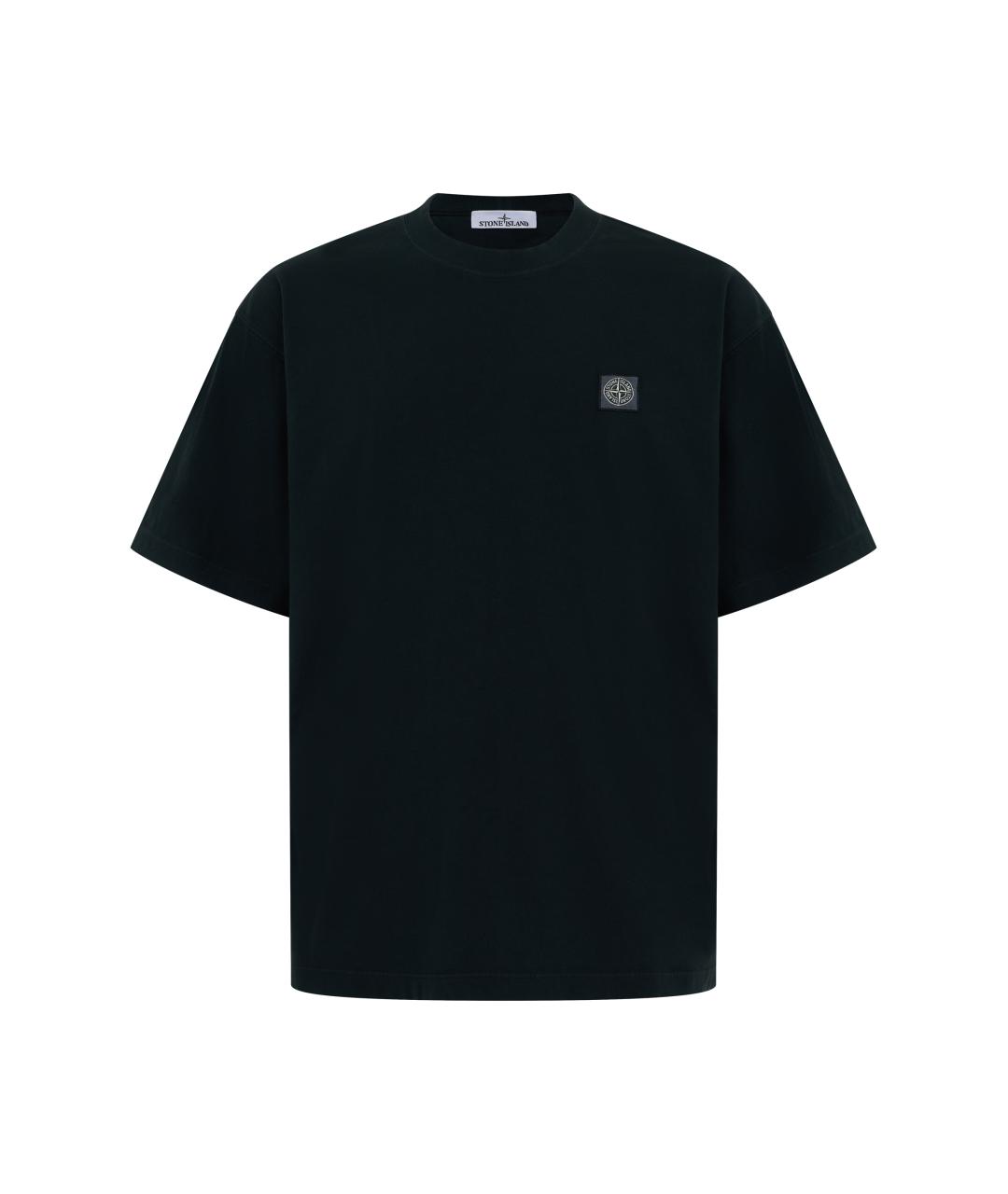 STONE ISLAND Черная хлопковая футболка, фото 1