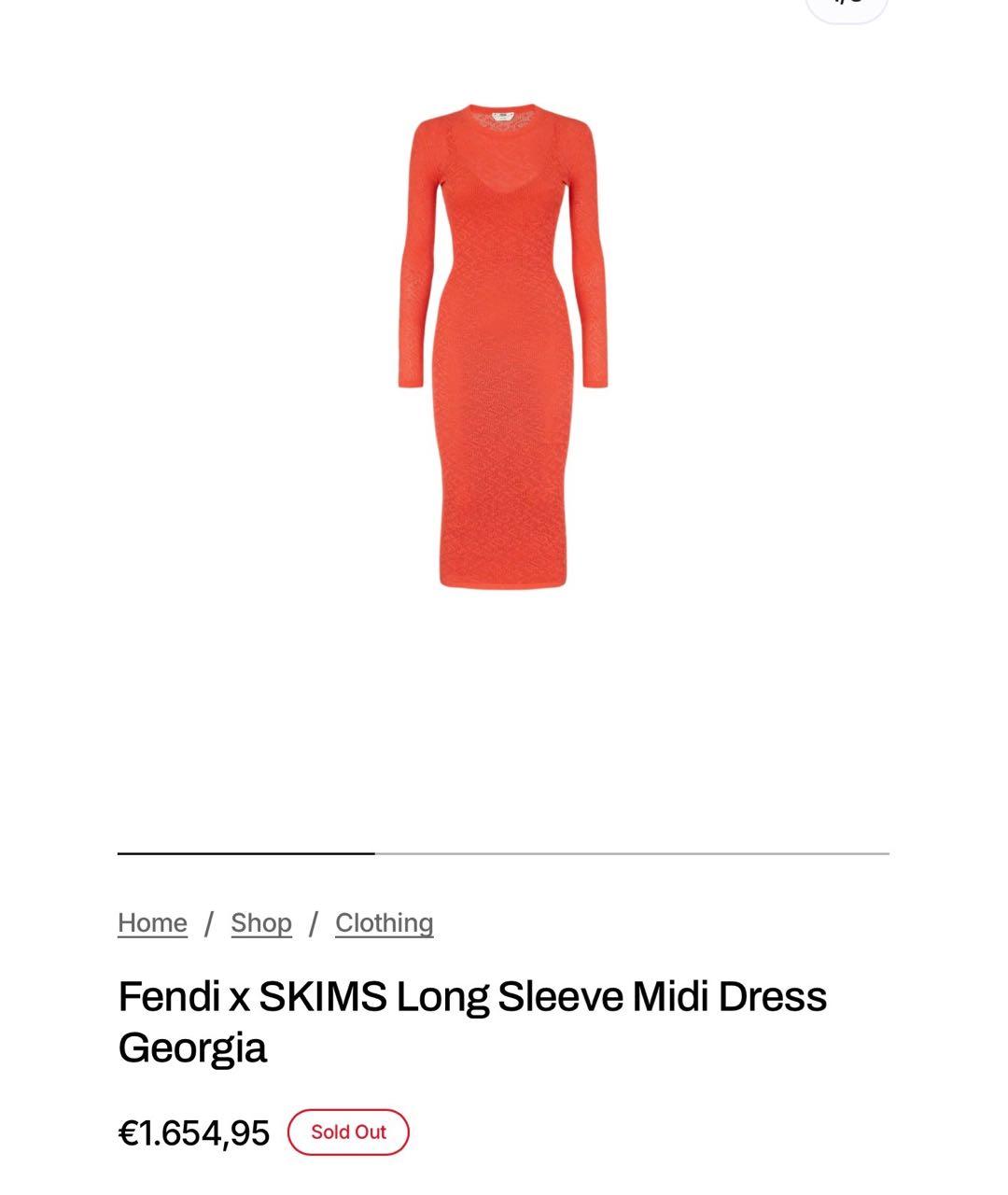 FENDI Оранжевое вискозное повседневное платье, фото 7