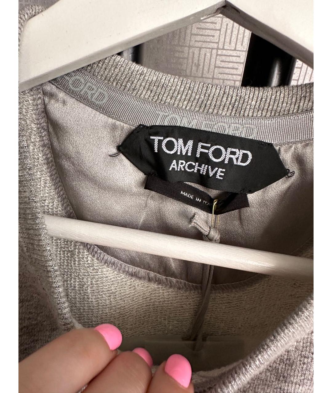TOM FORD Серая хлопковая майка, фото 3