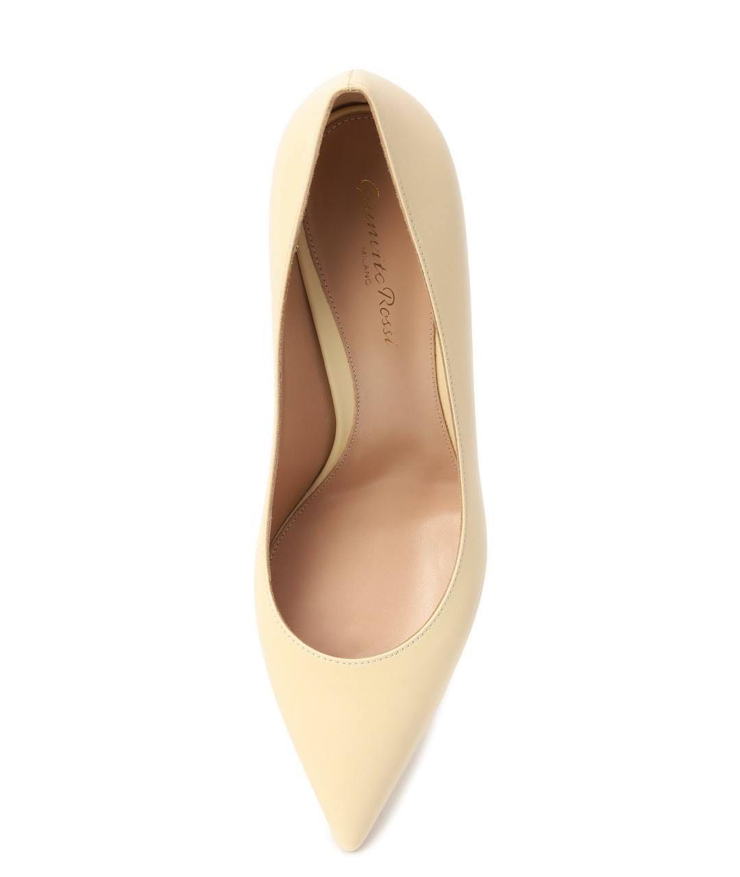 GIANVITO ROSSI Бежевые кожаные лодочки на низком каблуке, фото 6