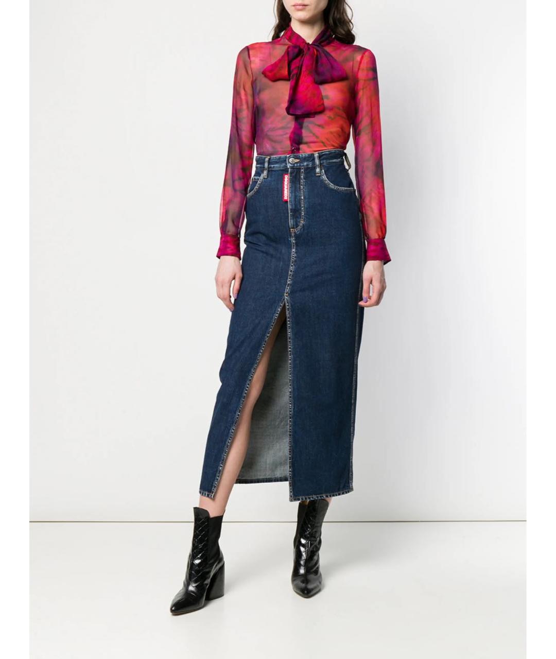 DSQUARED2 Синяя деним юбка макси, фото 5