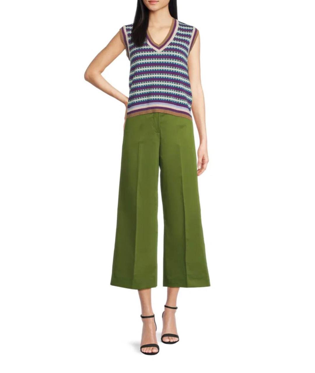 WEEKEND MAX MARA Зеленые хлопко-эластановые кюлоты, фото 7