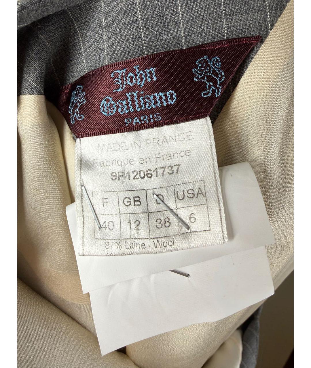 JOHN GALLIANO Серое шерстяное повседневное платье, фото 8