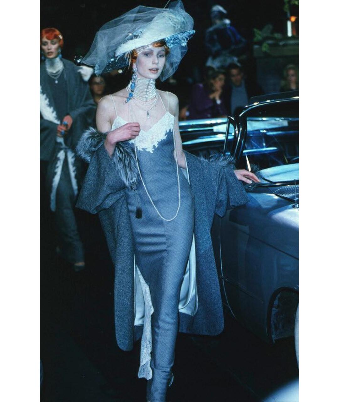 JOHN GALLIANO Серое шерстяное повседневное платье, фото 3