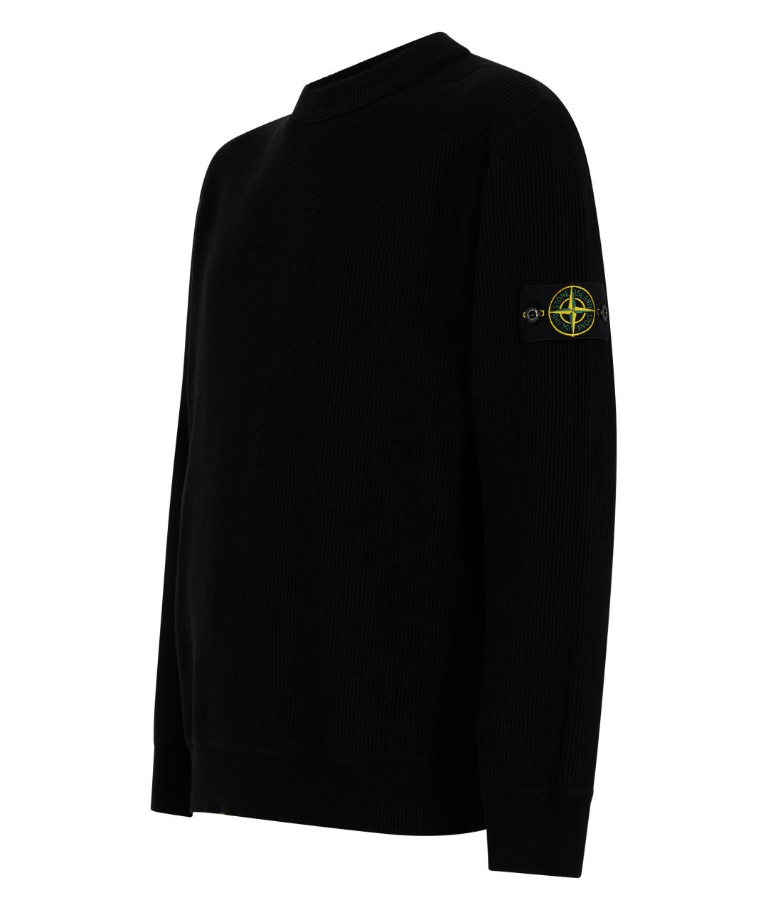 STONE ISLAND Черный хлопковый джемпер / свитер, фото 3