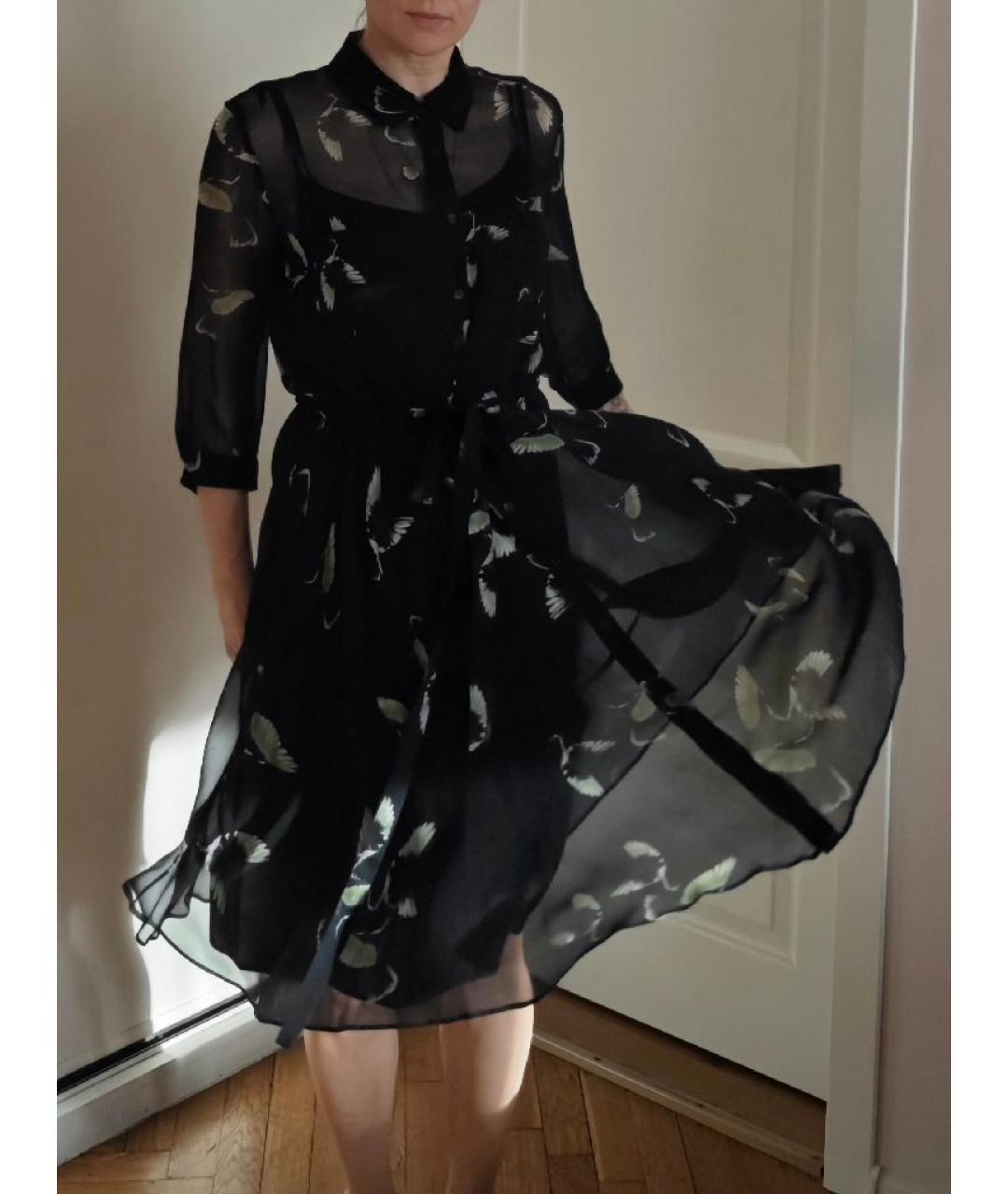 MAX MARA STUDIO Черное шелковое повседневное платье, фото 3
