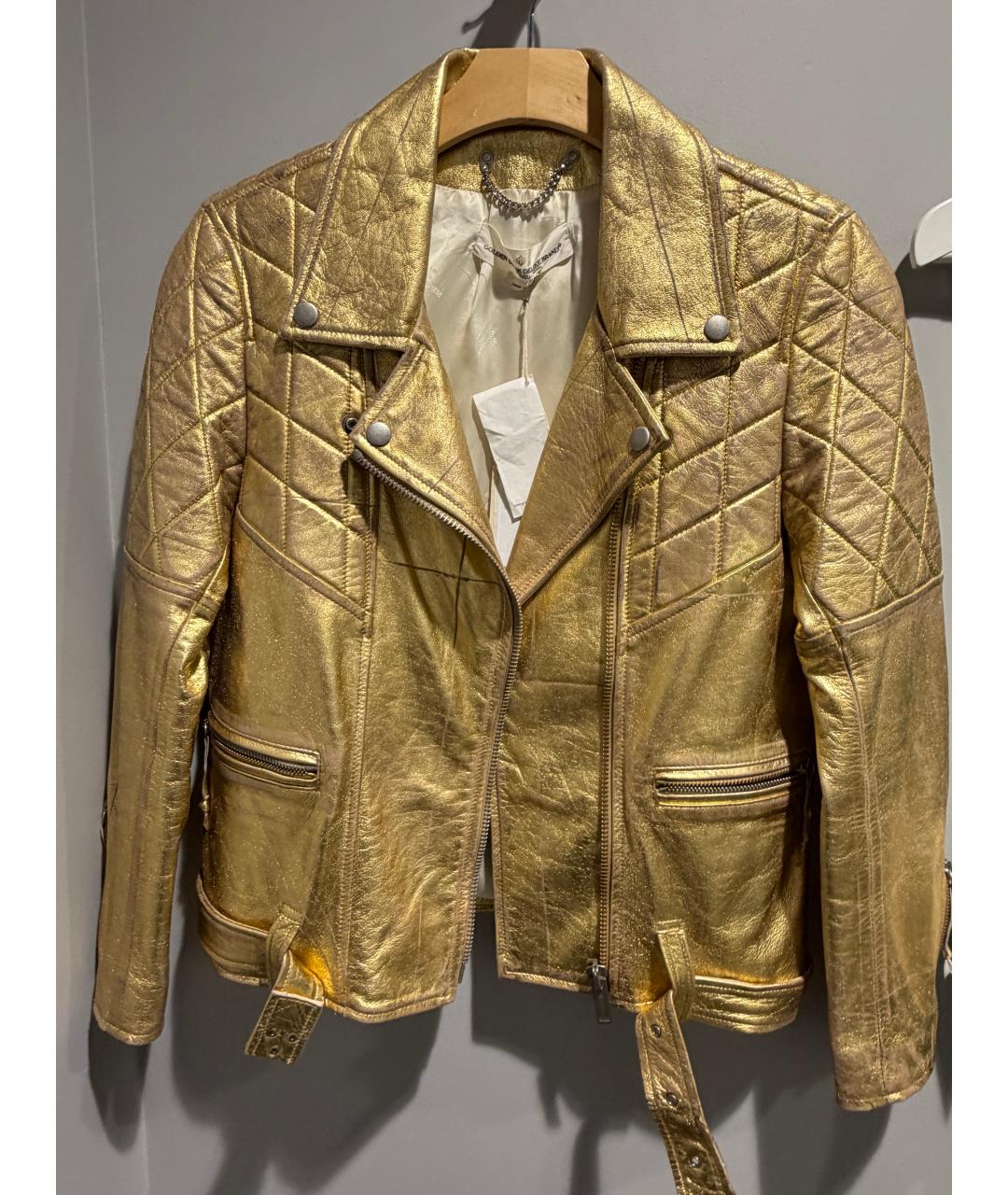 GOLDEN GOOSE DELUXE BRAND Золотая кожаная куртка, фото 5