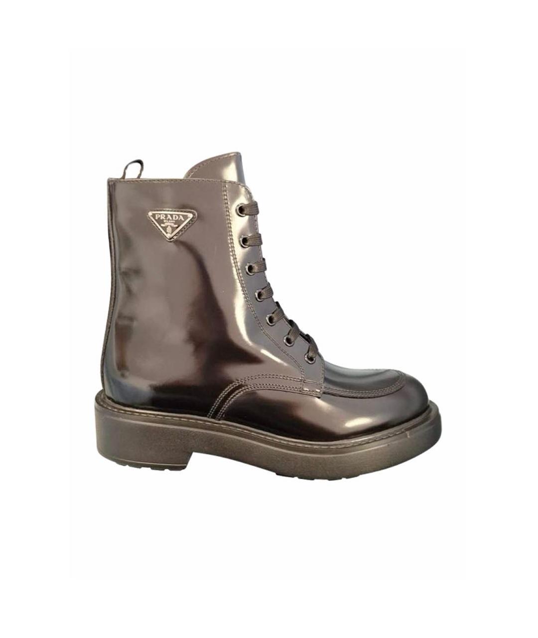 PRADA Черные ботинки из лакированной кожи, фото 1