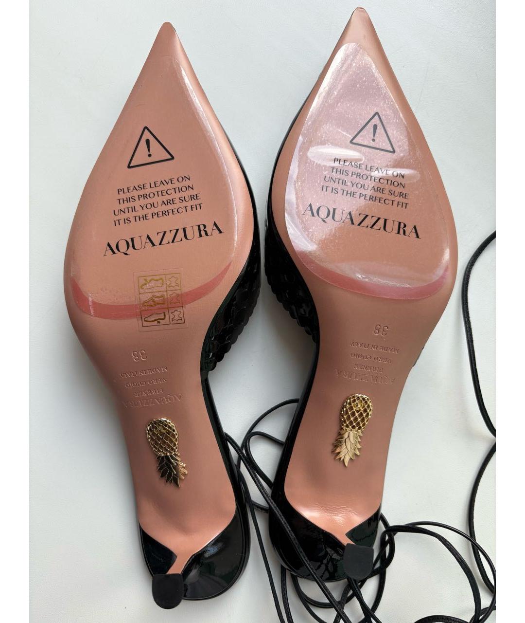 AQUAZZURA Черные туфли из лакированной кожи, фото 4
