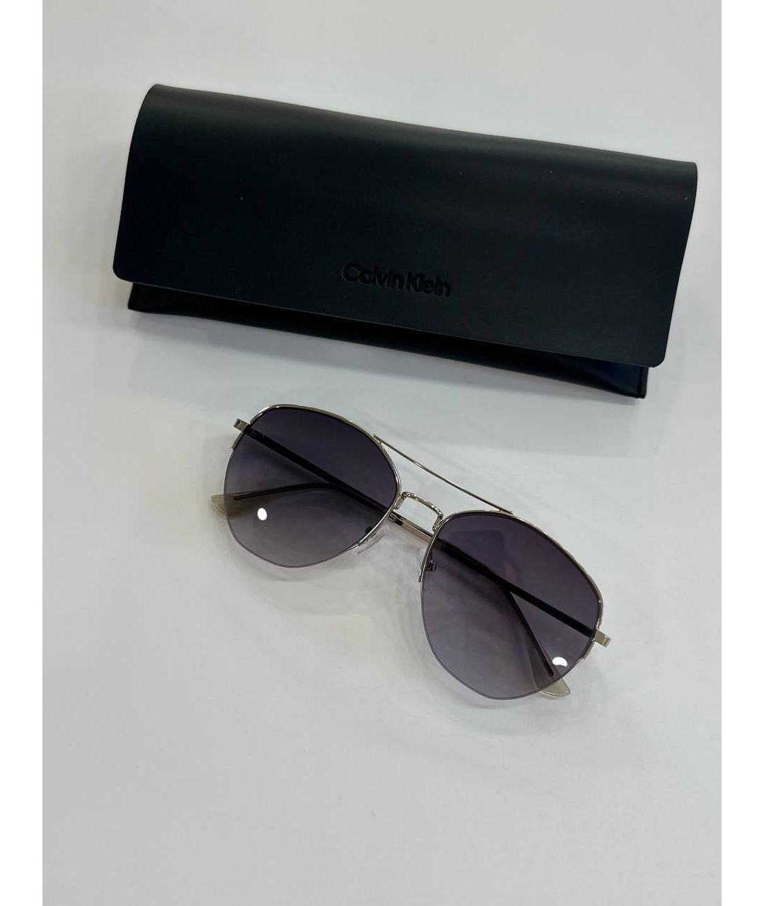 CALVIN KLEIN Серебряные металлические солнцезащитные очки, фото 2