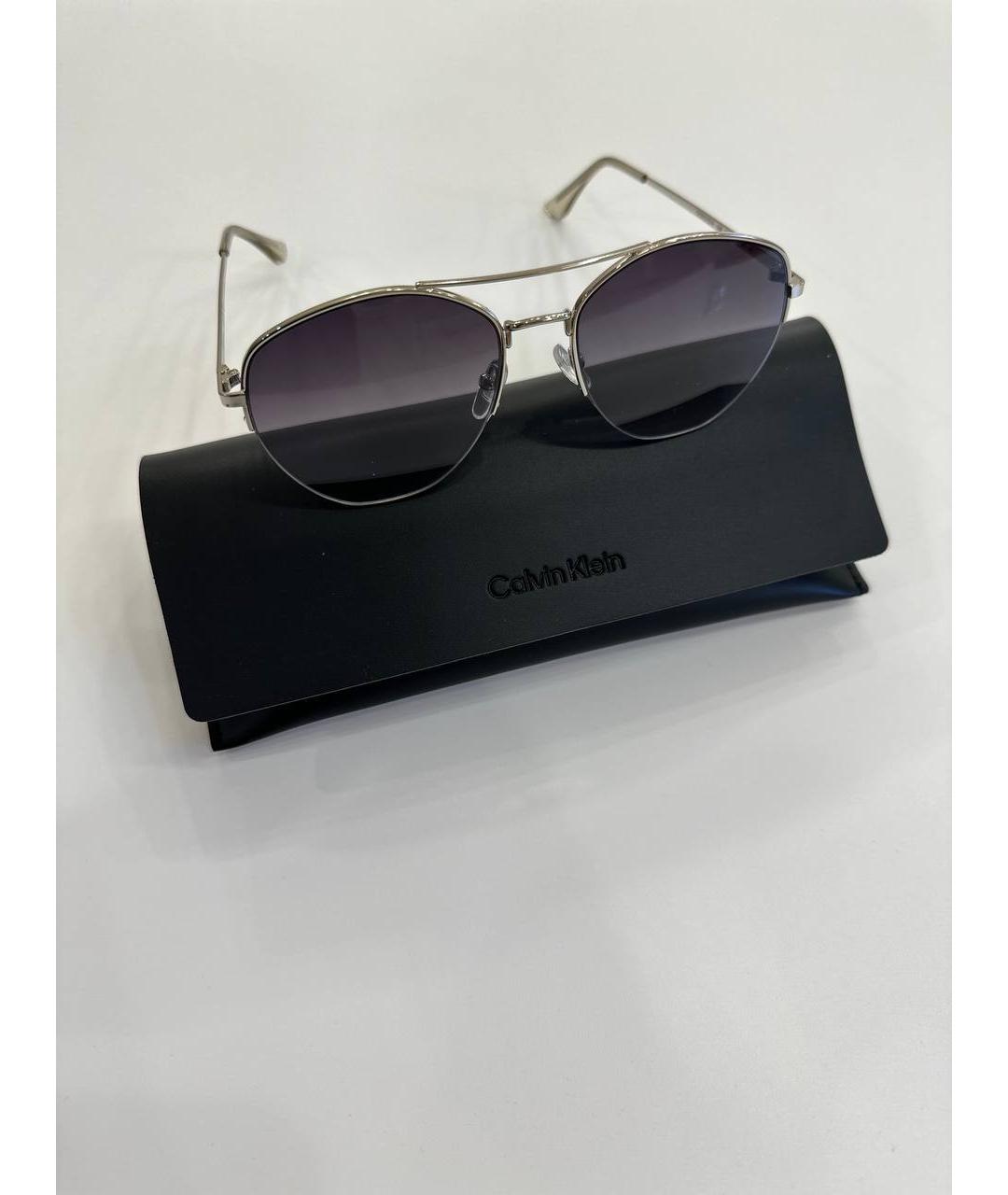 CALVIN KLEIN Серебряные металлические солнцезащитные очки, фото 5