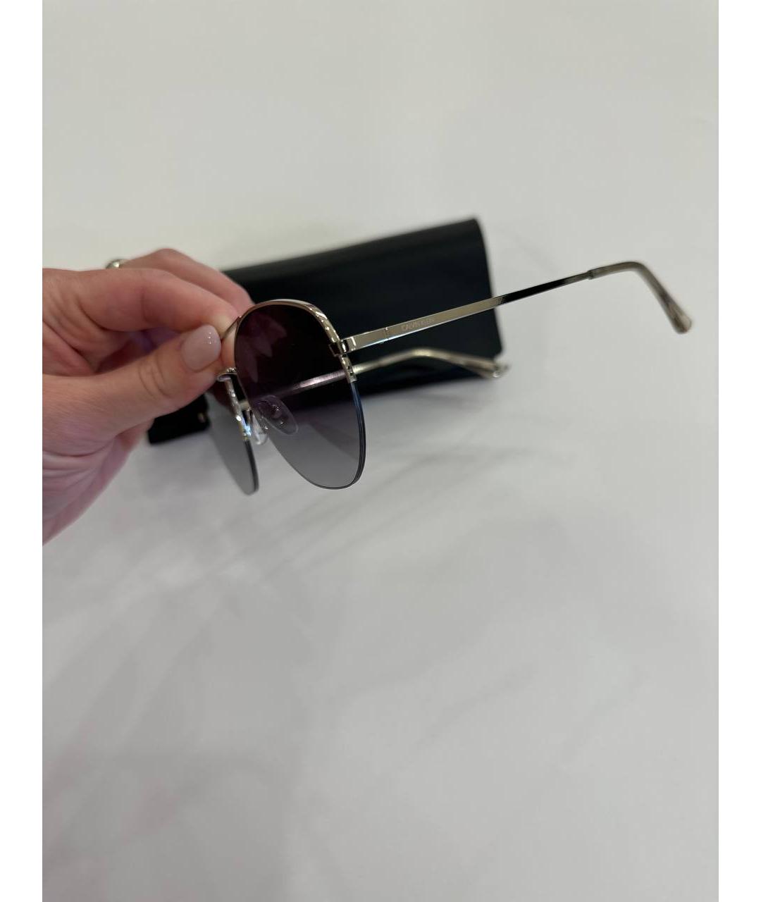CALVIN KLEIN Серебряные металлические солнцезащитные очки, фото 3