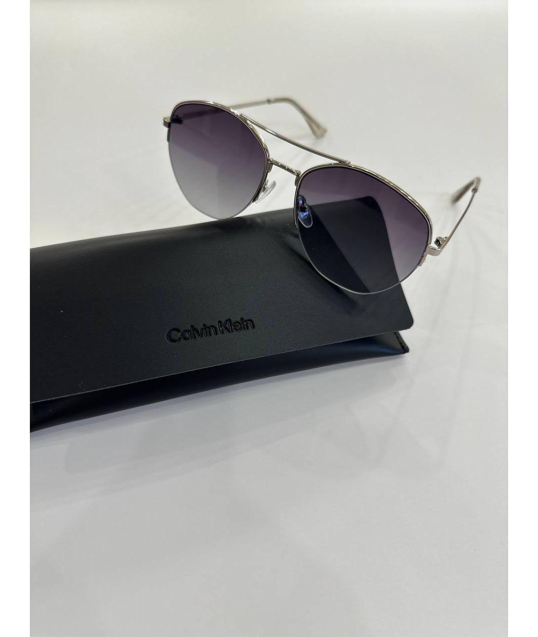 CALVIN KLEIN Серебряные металлические солнцезащитные очки, фото 4