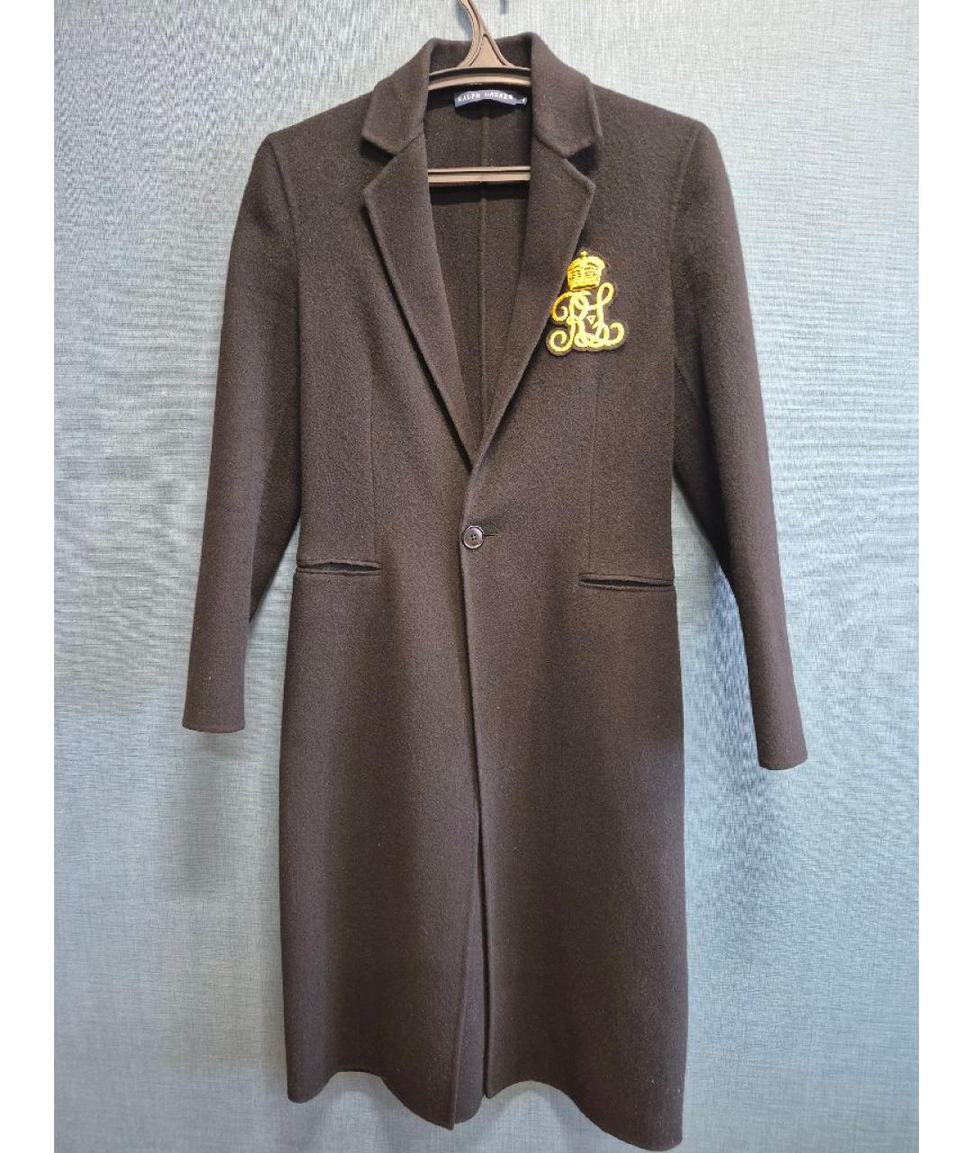 RALPH LAUREN Черное шерстяное пальто, фото 8