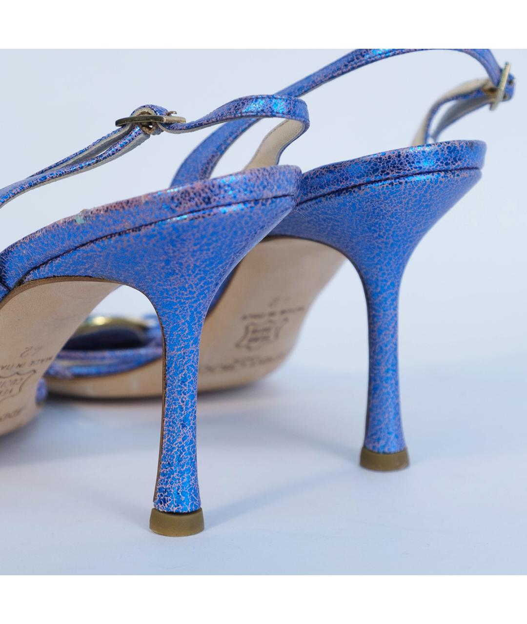 JIMMY CHOO Синие кожаные босоножки, фото 6