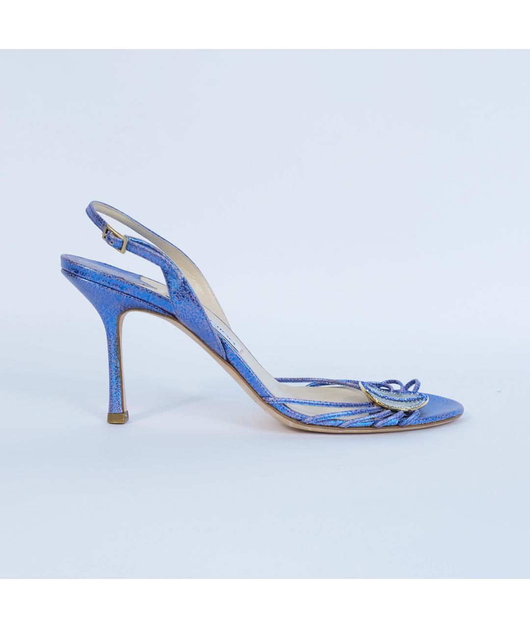 JIMMY CHOO Синие кожаные босоножки, фото 2