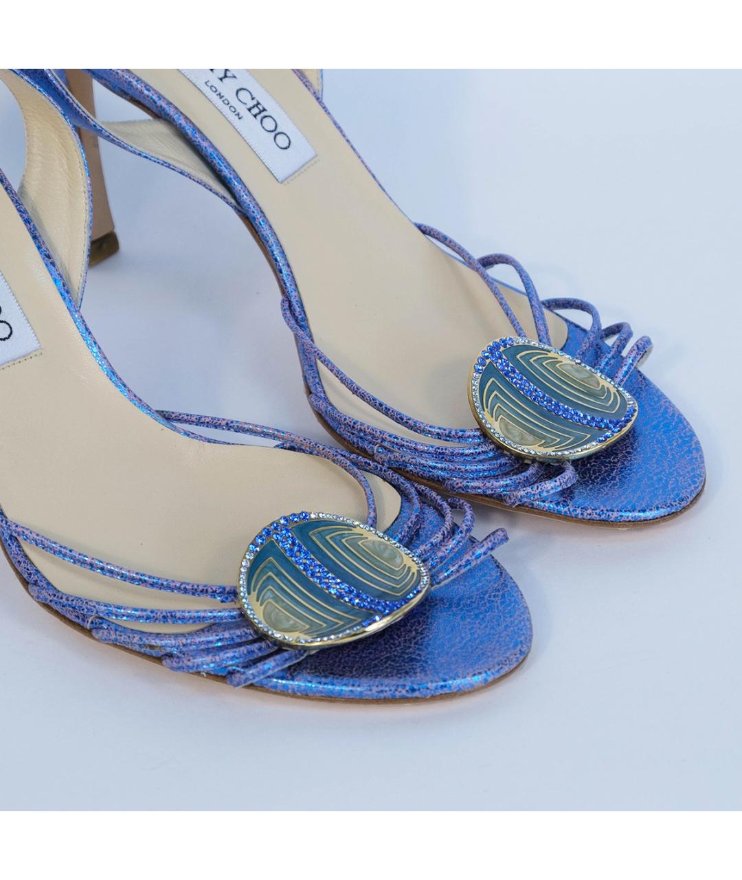 JIMMY CHOO Синие кожаные босоножки, фото 4