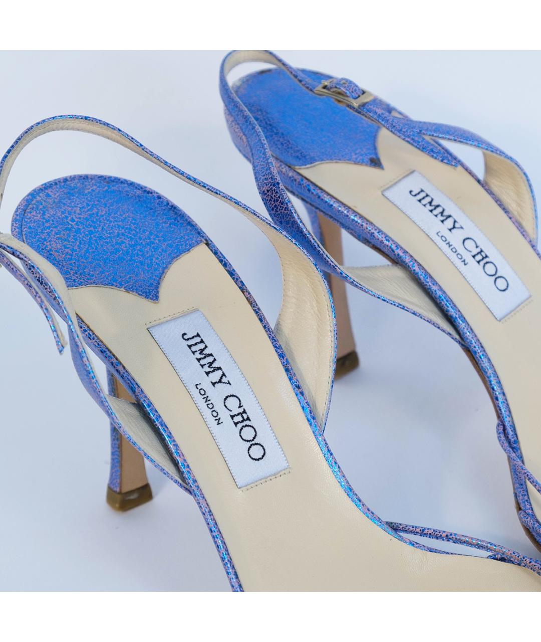 JIMMY CHOO Синие кожаные босоножки, фото 5