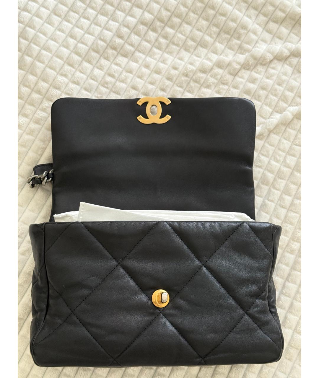 CHANEL Черная кожаная сумка с короткими ручками, фото 8