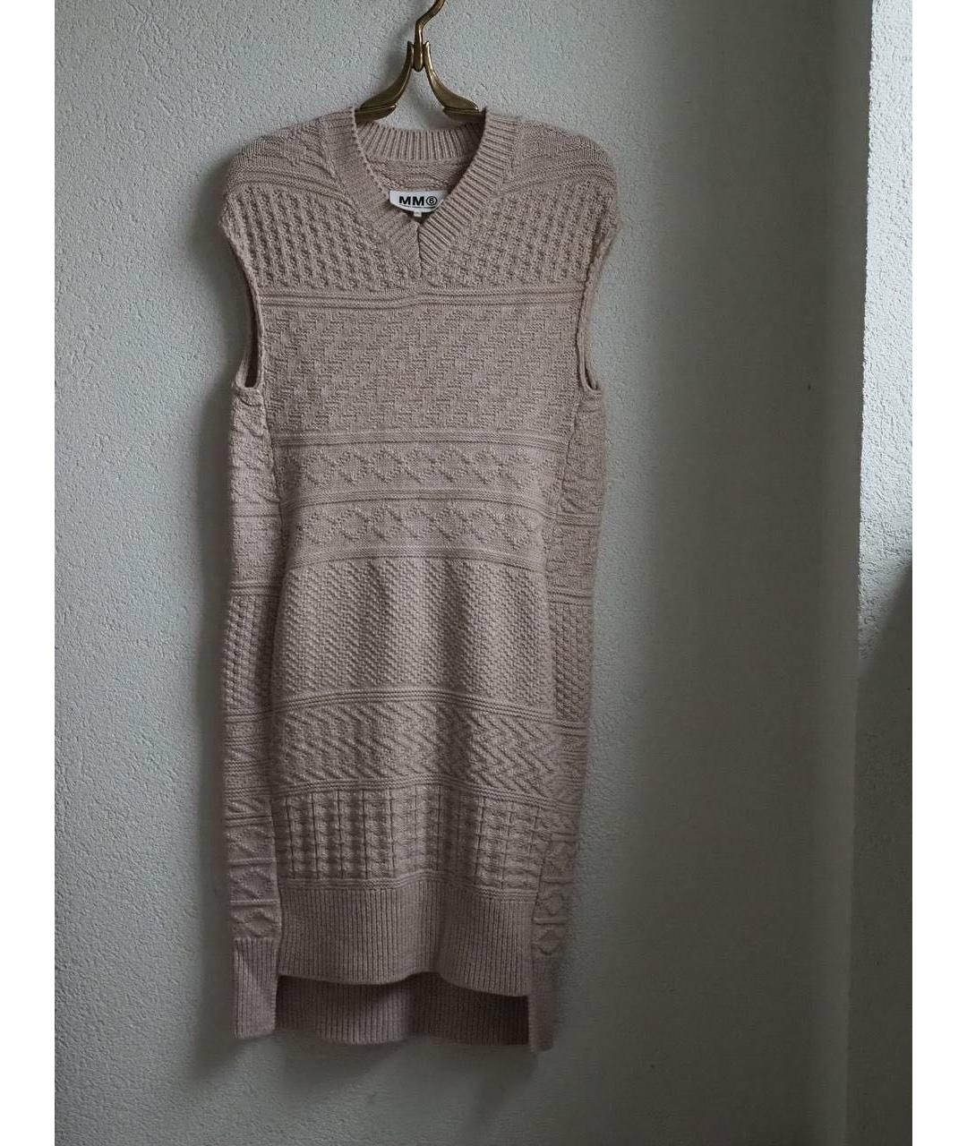 MM6 MAISON MARGIELA Бежевое шерстяное повседневное платье, фото 9