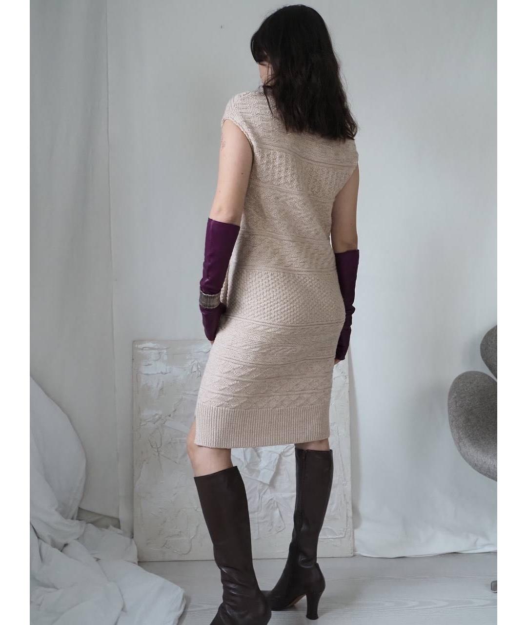 MM6 MAISON MARGIELA Бежевое шерстяное повседневное платье, фото 7