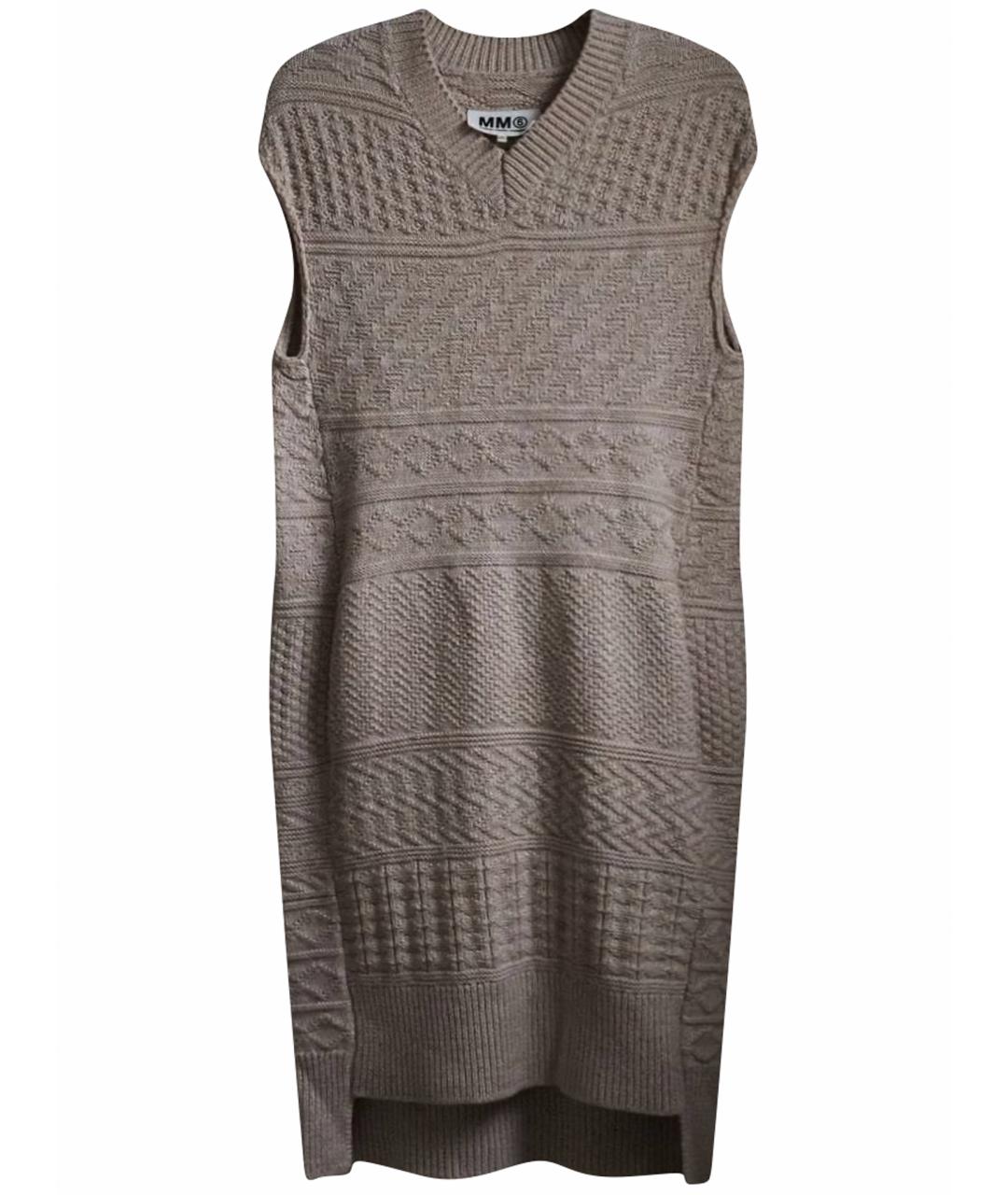MM6 MAISON MARGIELA Бежевое шерстяное повседневное платье, фото 1