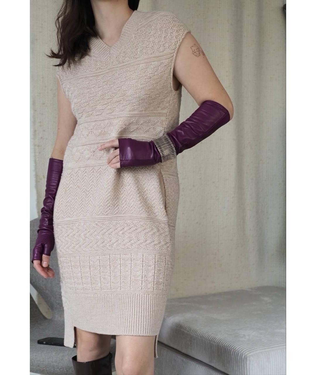 MM6 MAISON MARGIELA Бежевое шерстяное повседневное платье, фото 4