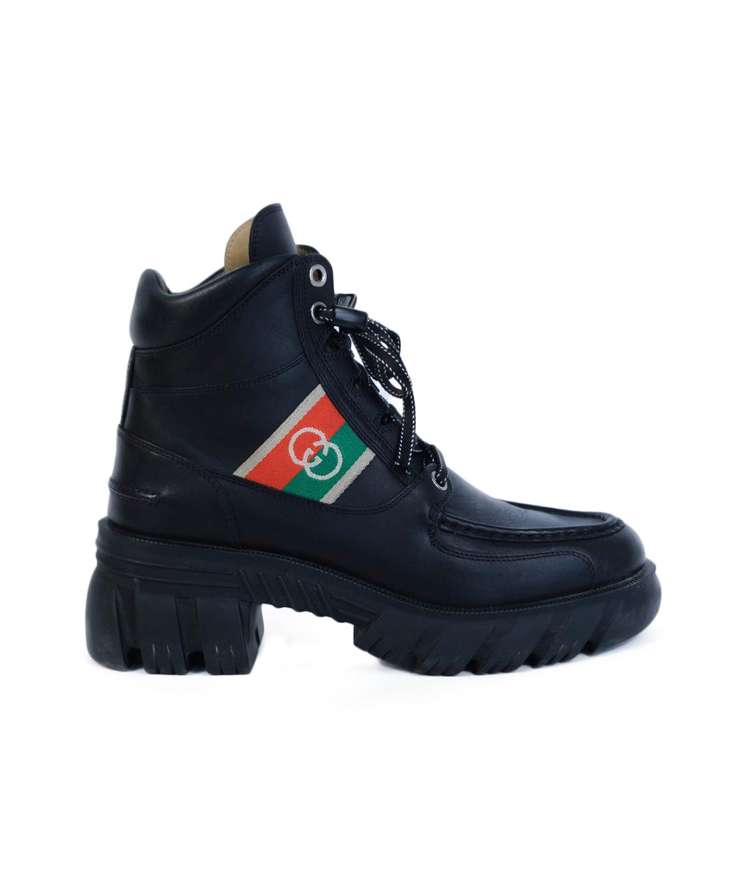 GUCCI Черные кожаные ботинки, фото 1